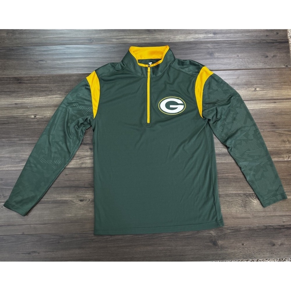 Mens Medium Fanatics Green Bay Packers Pullover Quarter Zip Long Sleeve